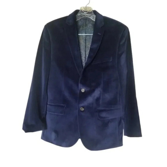 Ralph Lauren Navy Velvet Blazer Paisley Lined M - Picture 2 of 11